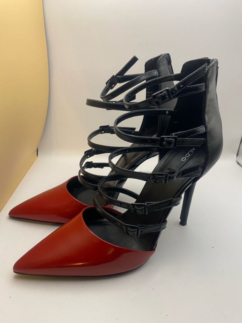 ALDO Kieu Red & Black Cage Heels Size 7 - Picture 10 of 14